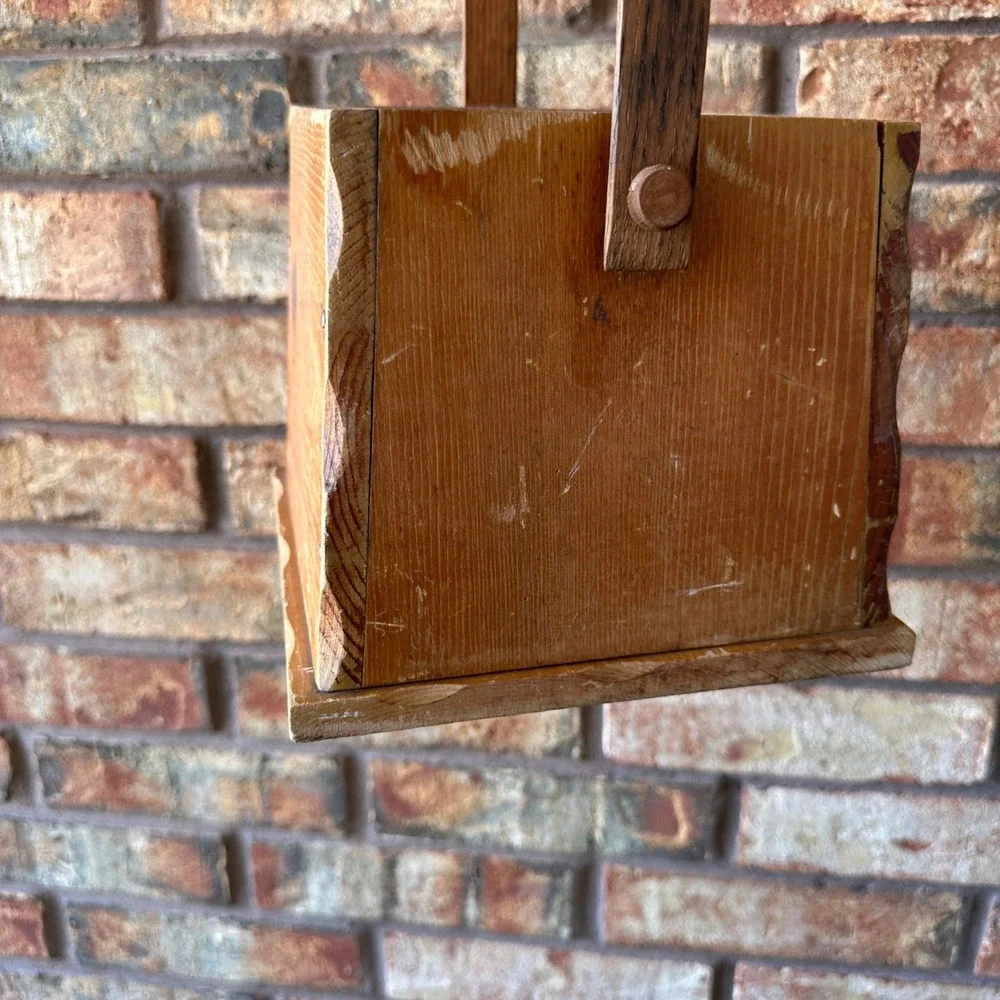 Rustic Wood Storage Crate with Handle Distressed Farmhouse Decor Planter Box
